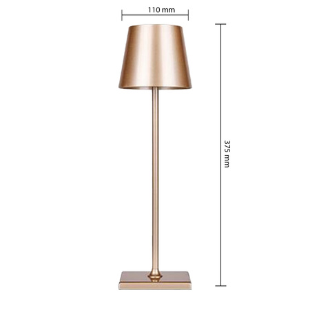 Lampka Biurkowa Stołowa LED 3W 200lm 4000K Neutralna Akumulatorowa Szkolna Nocna Ściemnialna Włącznik On/Off Złota Solio Masterled