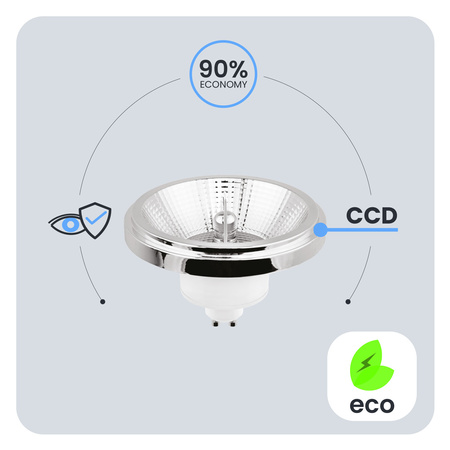 Żarówka LED GU10 Reflektor ES111 10W = 75W 1055lm 3000K Ciepła 24° Srebrna Srebrna LUMILED