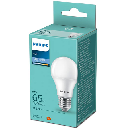 Żarówka LED E27 A60 9W = 65W 950lm 6500K Zimna Mleczny PHILIPS