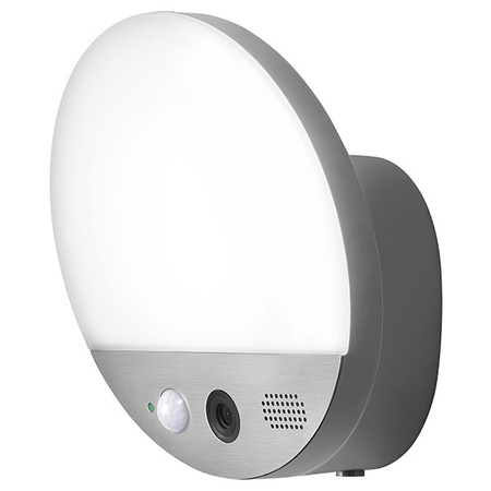 Lampa Ogrodowa Zewnętrzna Kinkiet Elewacyjny 15W 950lm 3000K Ciepła z Czujnikiem Ruchu i Światła Kamera HD Ściemnialna IP44 Szary SMART+ WiFi Camera Ledvance