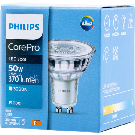Żarówka LED GU10 4,6W = 50W 370m 3000K Ciepła 36° PHILIPS