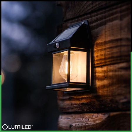 Kinkiet Solarny Lampa Elewacyjna LED 3000K IP44 Czujnik Ruchu i Zmierzchu DONA LUMILED