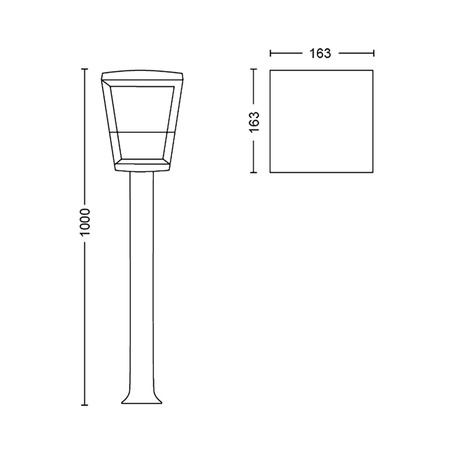 Lampa Ogrodowa Zewnętrzna LED SŁUPEK 100cm 15.2W 1140lm IP44 White and Color Ambiance RGB + TW Czarna Inteligentna SMART Zigbee Bluetooth Econic Philips HUE