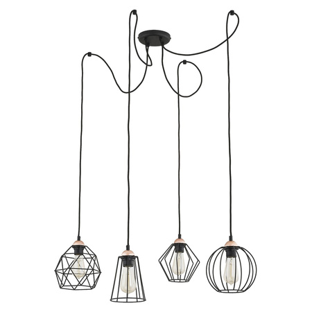 Lampa Sufitowa Wisząca GALAXY Pająk Czarno-Miedziana Industrialna 4xE27 1646 TK Lighting