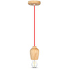 Lampa Wisząca Oprawa E27 Drewniany klosz z czerwonym kablem VT-7778 V-TAC