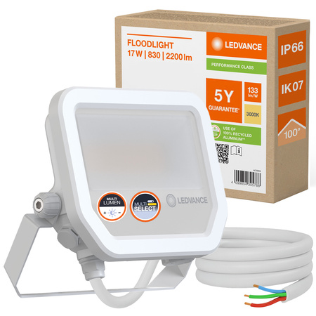Naświetlacz LED Reflektor Zewnętrzny Lampa 17W 2200lm 3000K IP66 Biały Floodlight Ledvance