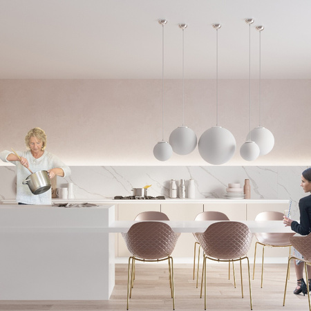 Lampa Sufitowa Wisząca Zwis Kula E27 Kulista Biała Chrom Minimalistyczna Ugo Sollux