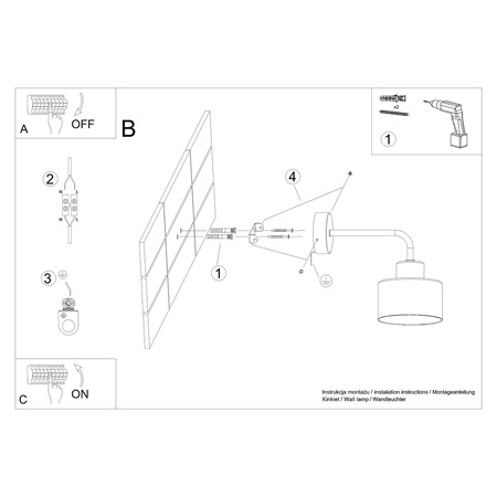 Lampa Ścienna Kinkiet E27 Geometryczna Czarna Nowoczesna Savar Sollux