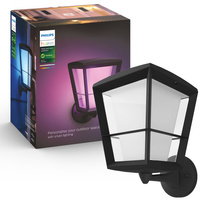 Kinkiet Ogrodowy LED Lampa Zewnętrzna Elewacyjna 15.2W 1140lm IP44 White and Color Ambiance RGB + TW Czarna Inteligentna SMART Zigbee Bluetooth Econic Philips HUE