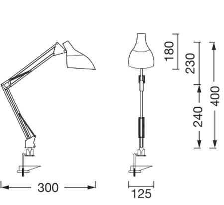 Lampa Stołowa Oprawa Biurkowa Stojąca Klips Regulowana E27 Czarny USB-C Office Line Ledvance
