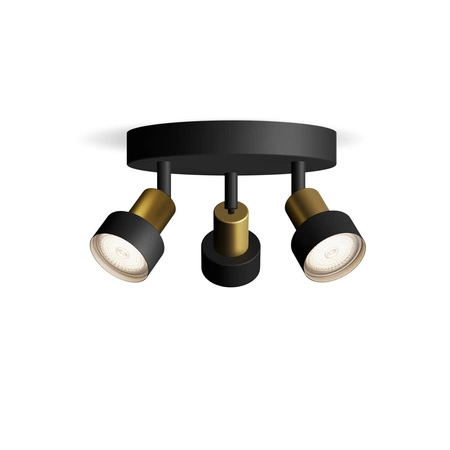 Lampa Sufitowa Reflektor 3x GU10 Czarna-Miedziana Conduit Philips