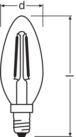 Żarówka LED B35 Świeczka E14 2.8W = 25W 250lm 2700K Ciepła 300° Ściemnialna Retrofit Filament CLASSIC Osram