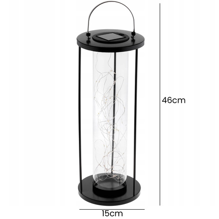 Lampa Solarna LED Zewnętrzna Ogrodowa Stojąca Wisząca Latarenka 3000K IP44 46cm Czujnik Zmierzchu