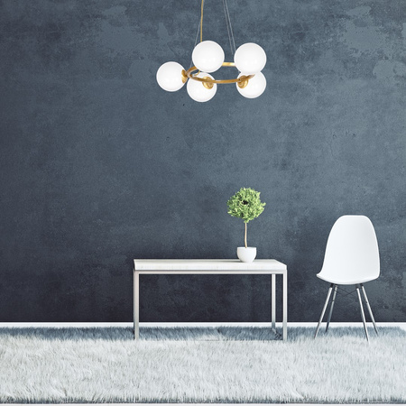 Lampa wisząca VIENNA 5xE14 Mosiądz Obręcz Geometryczne Elegancka MLP5577 Milagro Metal + Szkło