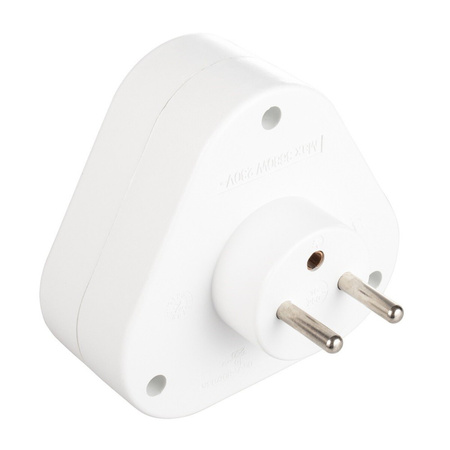 Rozgałęźnik Sieciowy z Uziemieniem 3 Gniazda Bolec Zabezpiecznie Przed Dziećmi Biały