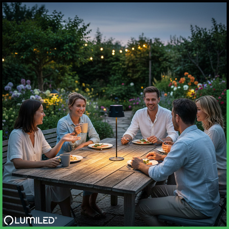 Lampa Ogrodowa LED Stojąca Ozdobna Stołowa Nocna USB Ściemnialna Dotykowa Czarna FIORA LUMILED