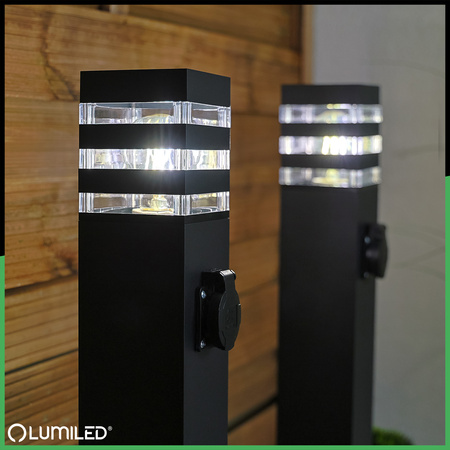 Lampa Ogrodowa Słupek Zewnętrzny Stojący E27 LED z Gniazdem TAXUS 2 60cm LUMILED