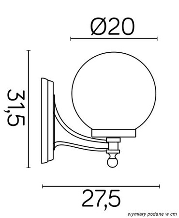 Lampa Ogrodowa Zewnętrzna Elewacyjna KINKIET LED KULE CLASSIC K 3012/1/K 200 E27 Su-Ma