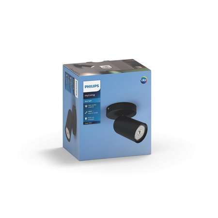 Lampa Ścienna Kinkiet Reflektor GU10 Czarna Pongee Philips