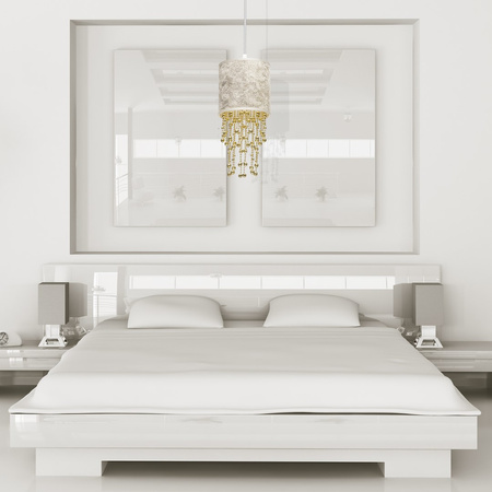 Lampa wisząca ALMERIA 1xE27 Elegancka Sznury Korali Złota MLP6444 Milagro Metal + Tworzywo sztuczne+ Tkanina