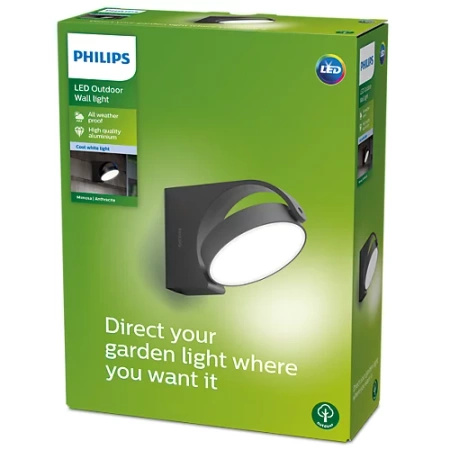 Kinkiet Ogrodowy Lampa Elewacyjna Zewnętrzna LED 7W 680lm 4000K IP44 Antracyt Mimosa Philips