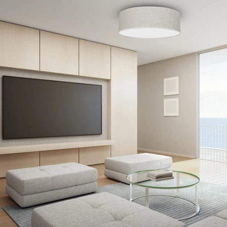 Plafon LED Lampa Sufitowa LINO Biała Lniana 3xE27 Okrągła 60cm Milagro