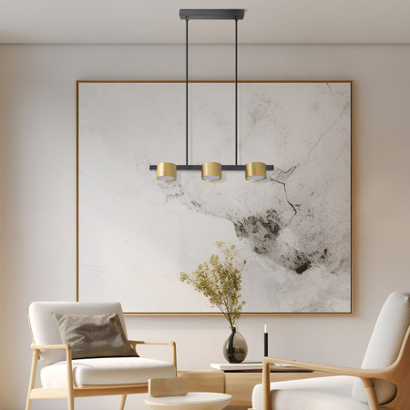 Lampa Sufitowa Wisząca Zwis 3x GX53 Czarna Złota MIRELLA Sanico Goldlux