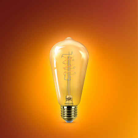 Żarówka LED E27 Edison ST64 7.3W = 60W 806lm 2200K Ciepła CRI90 300° FILAMENT Vintage Bursztynowa Ściemnialna Decorative Philips