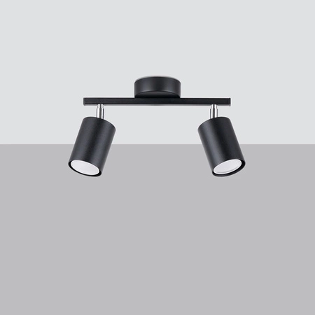 Lampa Sufitowa Listwa Oświetleniowa 2x GU10 Tuba Ruchoma Tubularna Czarna Minimalistyczna Lemmi Sollux