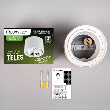 Oprawa Natynkowa HALOGENOWA SPOT TUBA Ruchoma GU10 ES111 Okrągła Biała 100mm TELES LUMILED