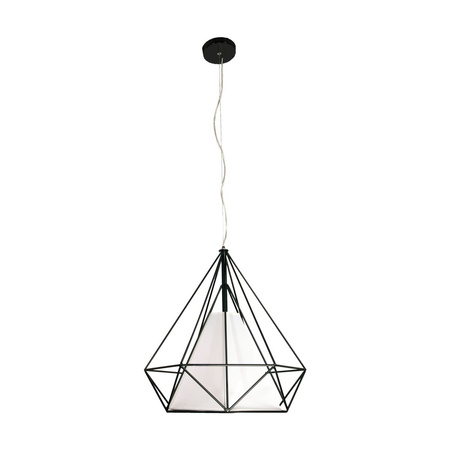 Lampa wisząca sufitowa TRIANGOLO 1x E27 IP20 Czarno-biała Metal + tkanina Milagro