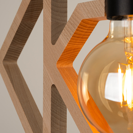 Lampa Wisząca Sufitowa E27 Naturalne Drewno CARO Peach Puff SL.1757 Sollux