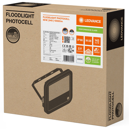 Naświetlacz LED Reflektor Zewnętrzny Lampa 80W 10000lm 4000K IP66 Czarny Z Czujnikiem Zmierzchu Floodlight Ledvance