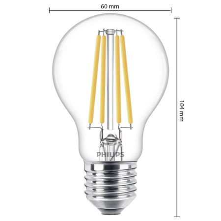 Żarówka LED E27 A60 10.5W = 100W 1521lm 4000K Neutralna Filament PHILIPS