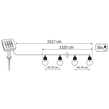 Girlanda Solarna Ogrodowa 30x LED Ozdobne Kuleczki 15,17m Ciepła 3000K + Pilot CALLIS LUMILED