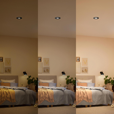 Oprawa Podtynkowa Wpuszczana LED 5W 500lm 2700K Ciepła Ruchoma Okrągła Czarna Ściemnialna 3-STEP SceneSwitch Cilantro Philips