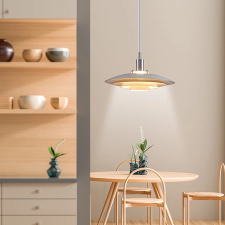 Lampa Sufitowa Wisząca Zwis E27 Biała Chrom Taylor Sanico Goldlux