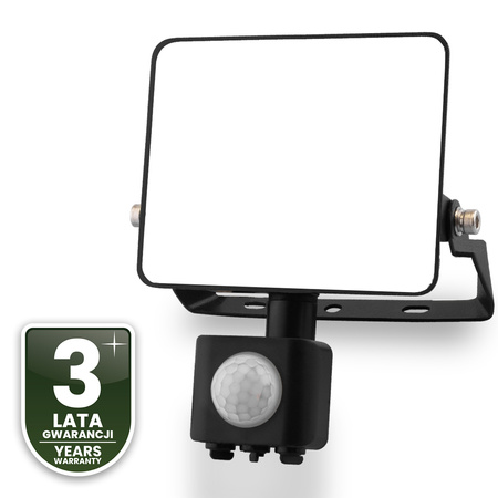 Naświetlacz LED AZZLER 20W 2400lm 4000K IP44 Halogen Zewnętrzny Lampa z Czujnikiem Ruchu Czarny LUMILED