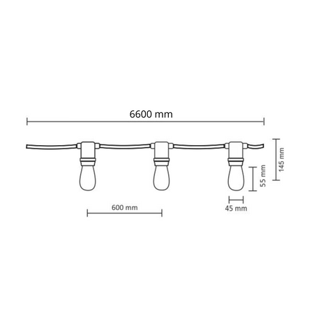 Girlanda Ogrodowa Zewnętrzna Łańcuch Świetlny PARTY F26,2m 10xE27 LED Filament 6W GOLDLUX (Polux)