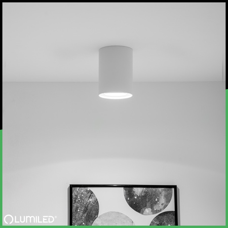 Oprawa Natynkowa HALOGENOWA Spot Tuba Ruchoma Okrągła Biała 115mm + Żarówka LED GU10 6W 120° 4000K AMAT-L LUMILED