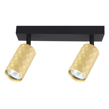 Lampa Sufitowa Spot Tuba Reflektor Oprawa Halogenowa 2x GU10 Ruchomy Czarny Złoty Glamour Masterled