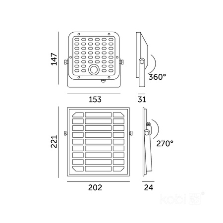 Naświetlacz LED Solarny Zewnętrzny Ogrodowy 10W 1500lm 4000K Neutralny 120° z Czujnikiem Ruchu i Zmierzchu IP65 Czarny MHCS Kobi