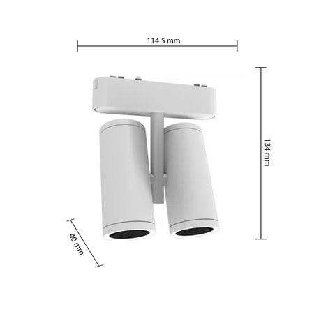 Lampa LED Reflektor do Szynoprzewodu Magnetycznego Podwójny Regulowany 16W 1280lm 4000K Neutralna CRI90 36° 48V Biały Luxo Masterled