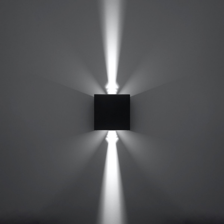 Lampa Ścienna Kinkiet Góra Dół Kwadratowa 3000K Ciepła Czarna Nowoczesna Luca Sollux