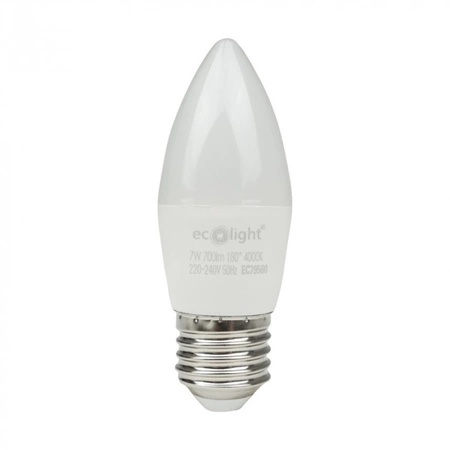 Żarówka LED Świeczka B37 E27 7W 630lm 4000K Neutralna Ecolight