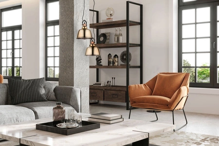 Lampa Sufitowa Wisząca E27 Złota Industrialna AMALFI L 8381 Nowodvorski