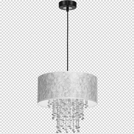 Lampa wisząca ALMERIA 1xE27 Elegancka Sznury Korali Srebrna MLP6436 Milagro Metal + Tworzywo sztuczne+ Tkanina