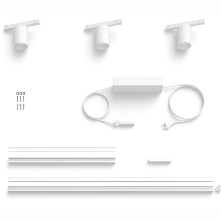 Zestaw Szyna Oświetleniowa Perifo Szynoprzewód 1,5m + 3x Reflektor LED 15,9W CCT RGB Philips HUE Bluetooth Biały