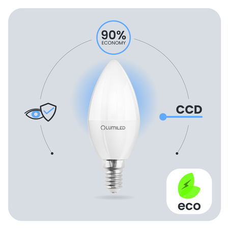 Żarówka LED E14 Świeczka B35 8W = 60W 880lm 4000K Neutralna 180° LUMILED