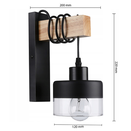 Lampa Ścienna Wisząca Kinkiet Spot E27 Czarny Brązowy Stark Masterled